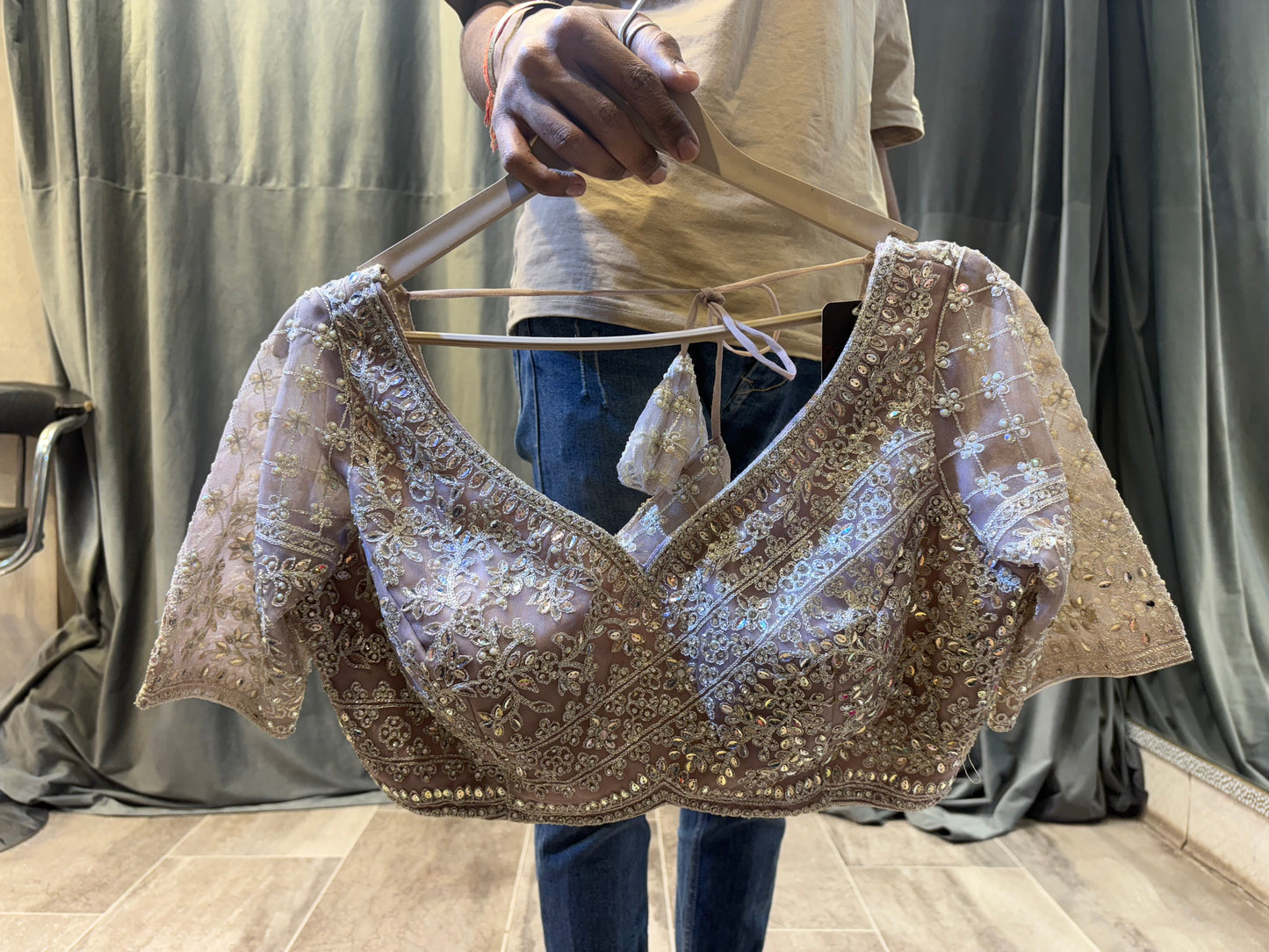 Awesome Beige baby pink Crop top Lehenga