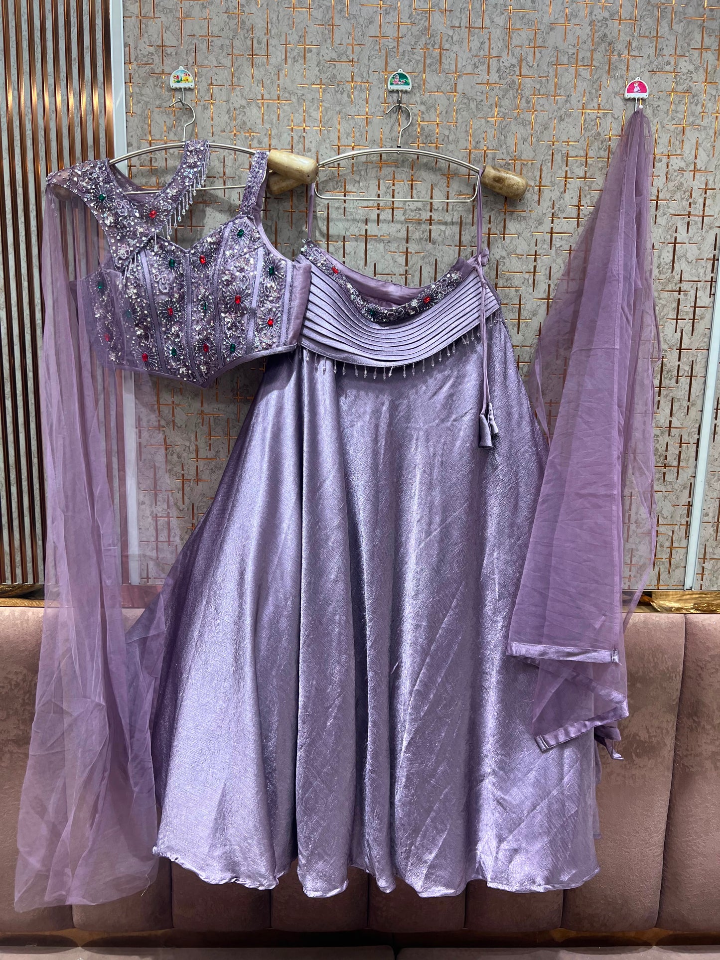 Lavender purple Crop top Lehenga