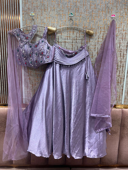 Lavender purple Crop top Lehenga
