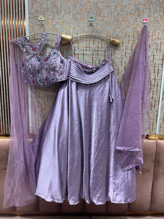 Lavender purple Crop top Lehenga