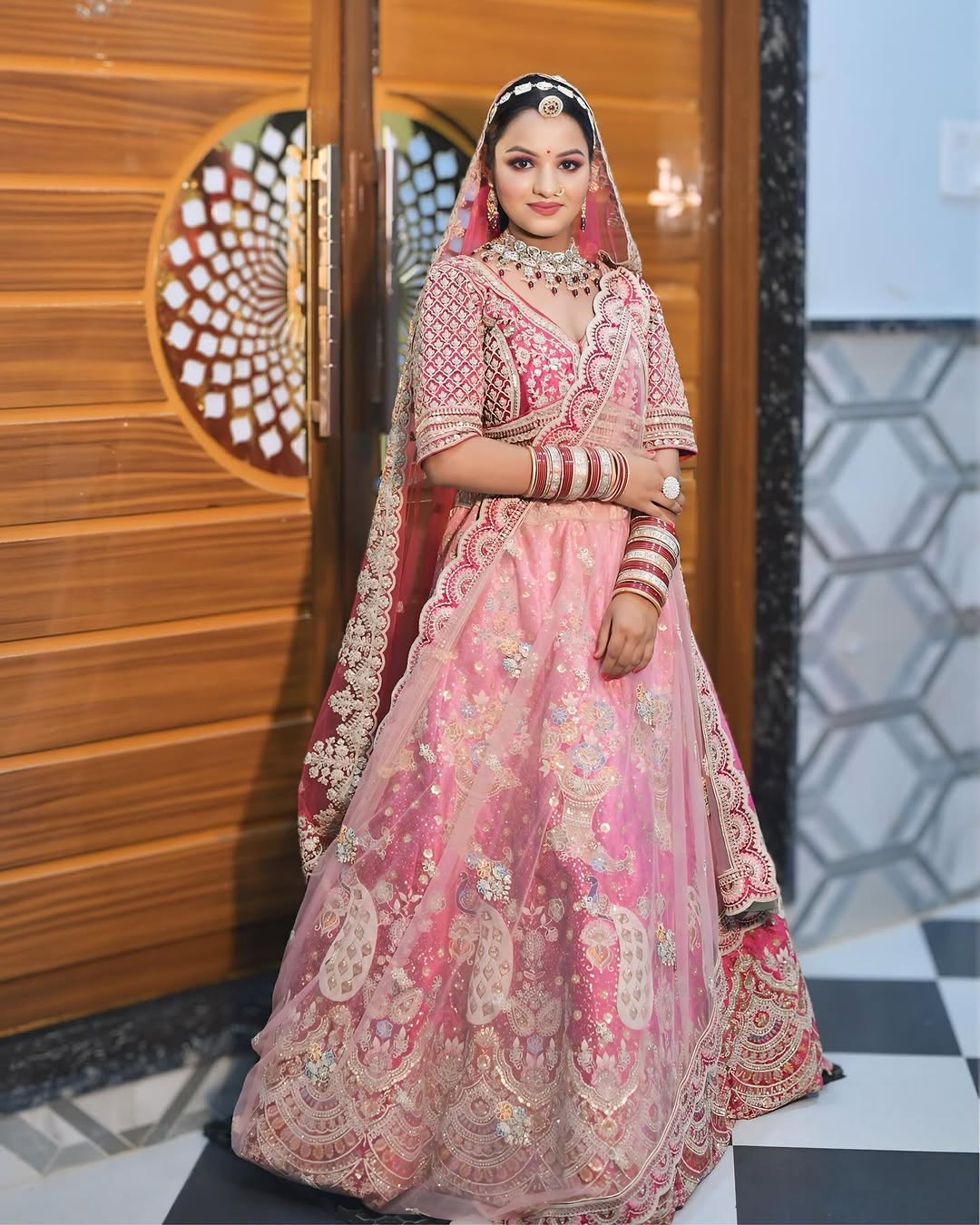 Something different Light pink peacock crop top Lehenga Happy Customer