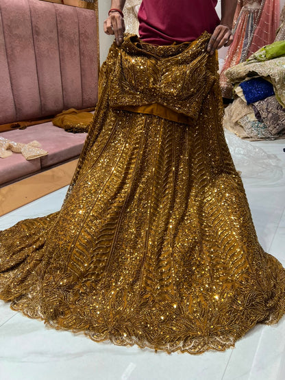 Mustard on Mustard Monotone Crop Top Lehenga