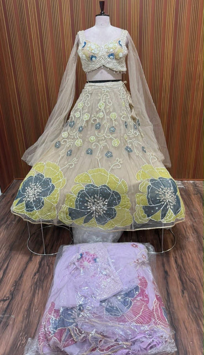 White pink crop top Lehenga
