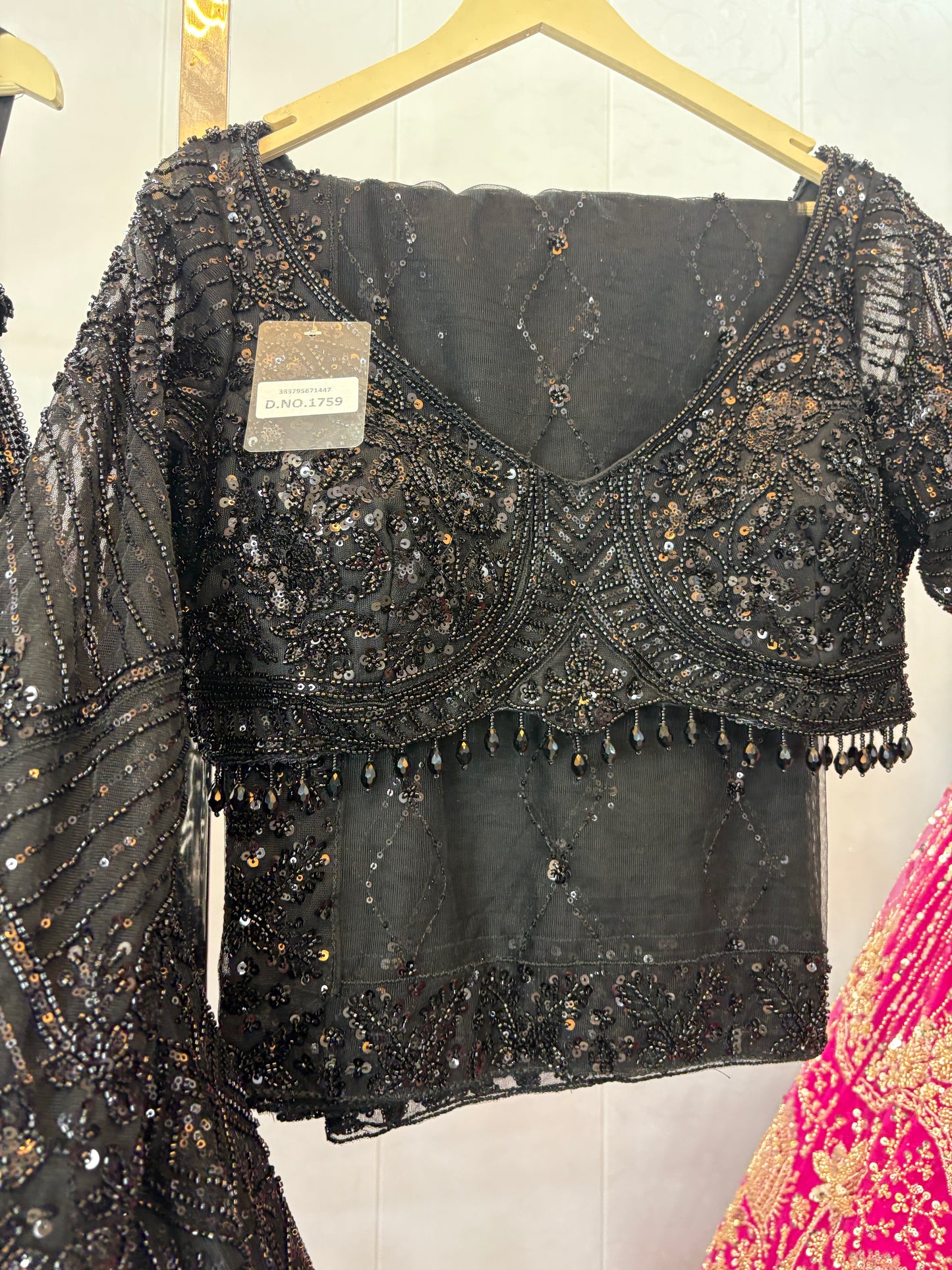 Designer Black Sequins Crop top Lehenga