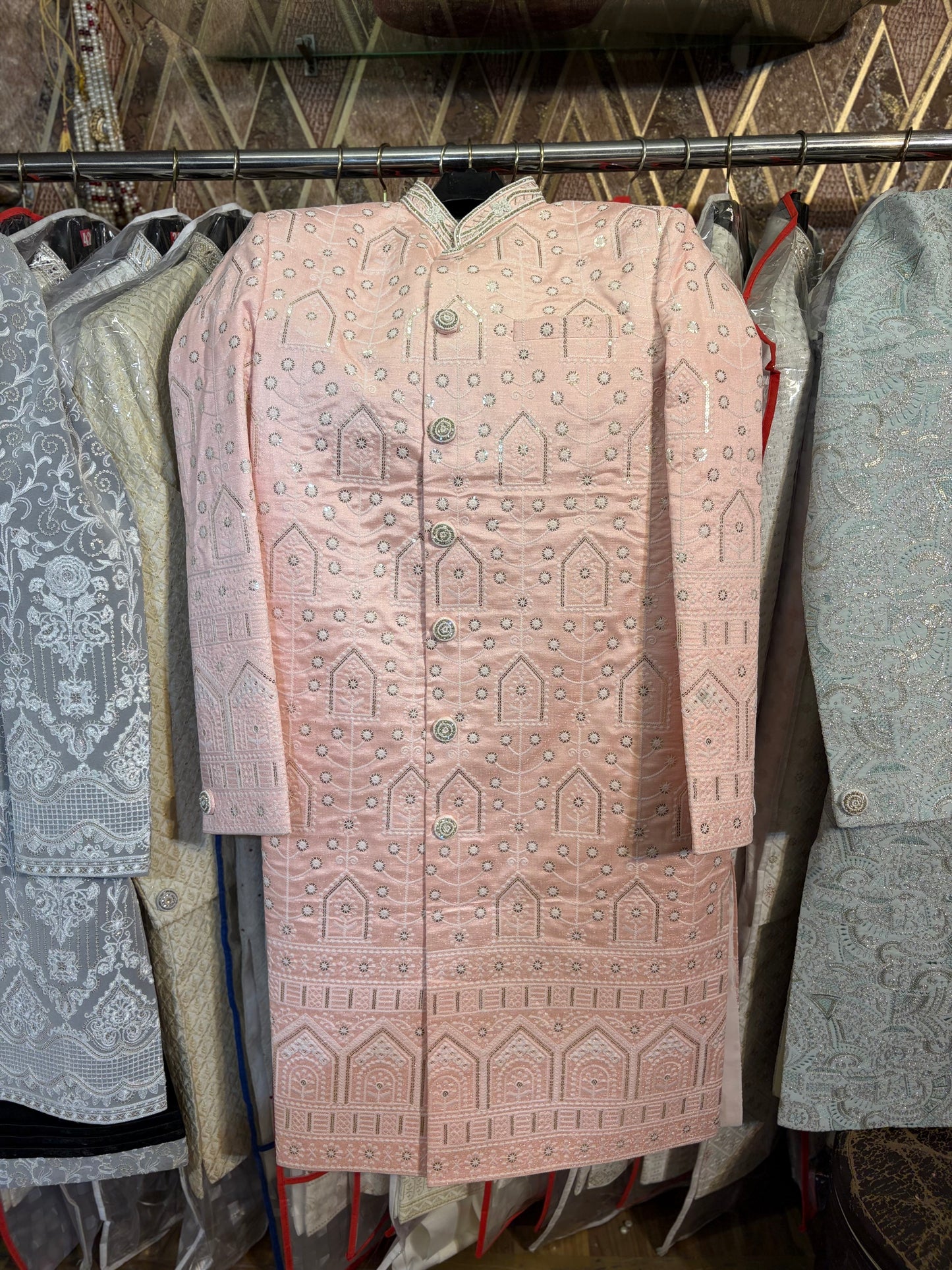 Pink Jodhpuri indo western blazer kurta Sherwani