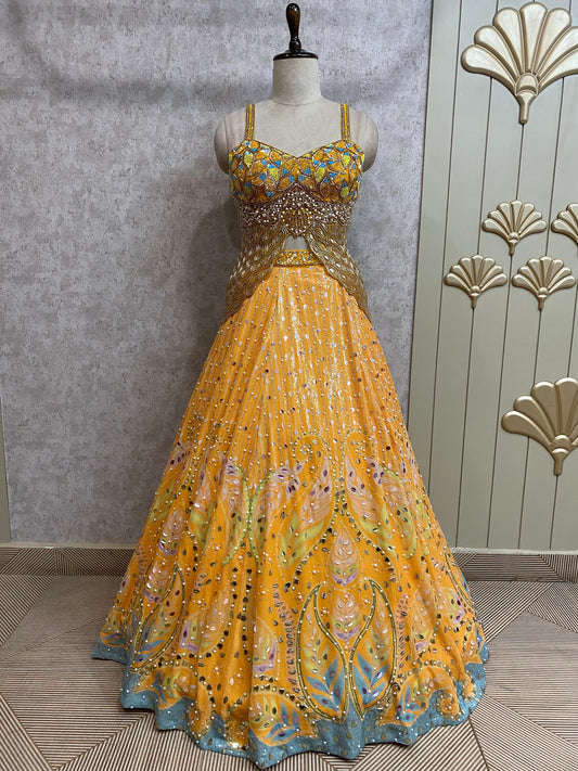 Yellow haldi PDP Crop Top Lehenga