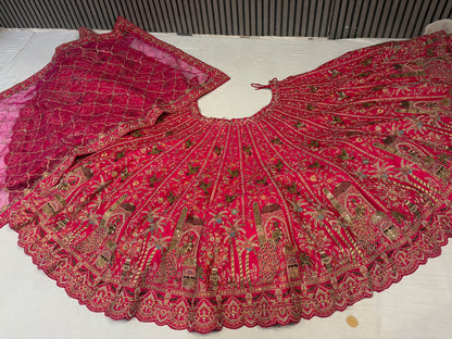 Khoobsurat rani pink peacock handwork bridal Lehenga