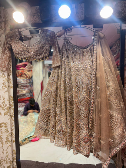 Stunning brown peach Crop Top Lehenga