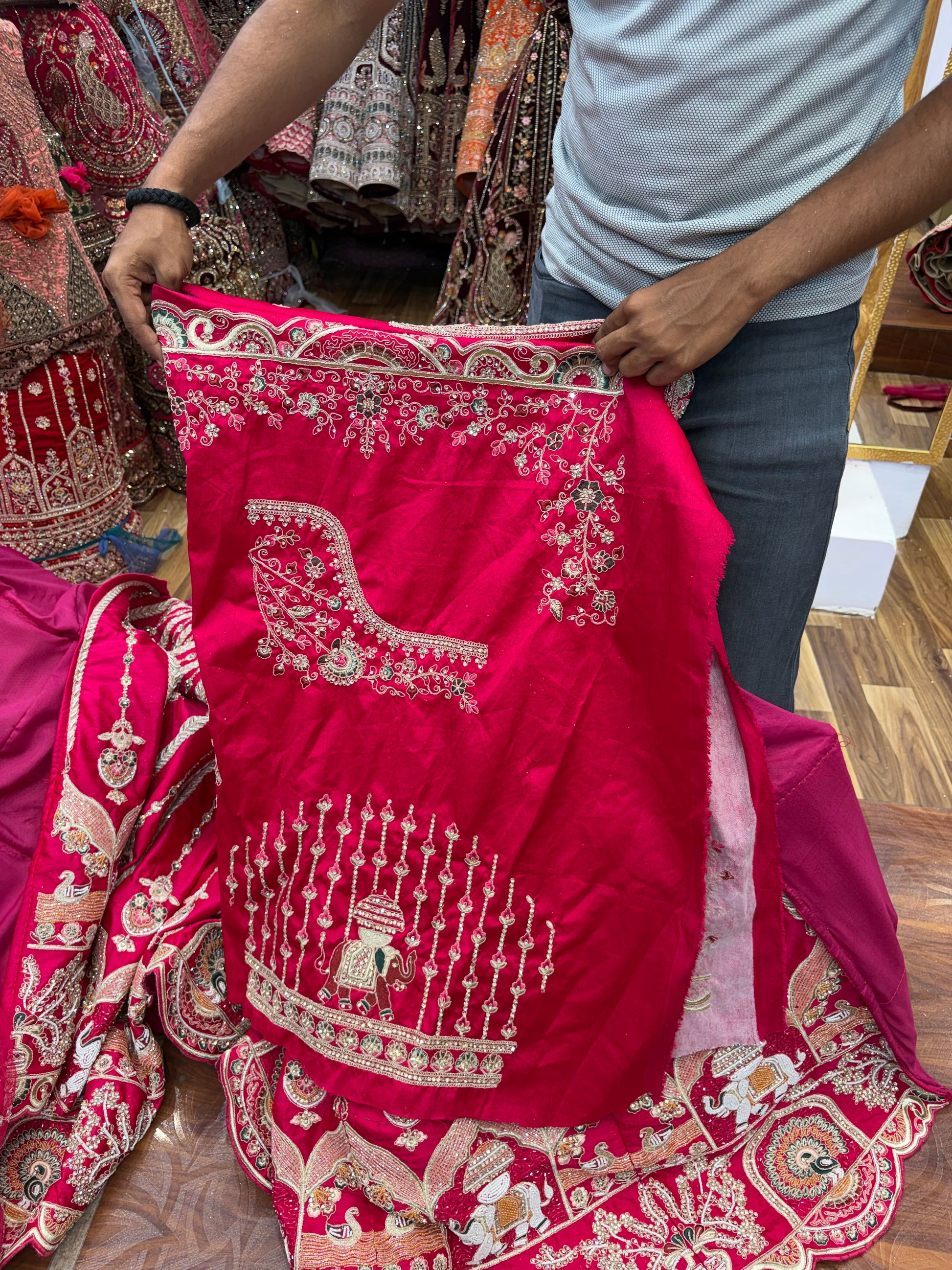 Rani Pink Designer handwork Bridal Lehenga - Shopping World