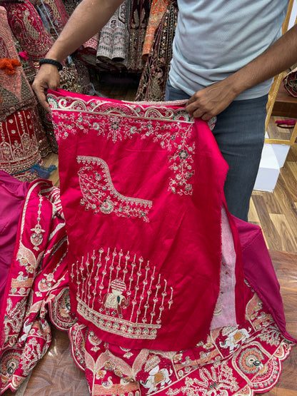 Rani Pink Designer handwork Bridal Lehenga - Shopping World