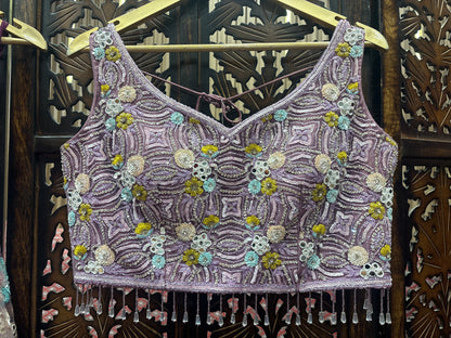 Engaging pink crop top Lehenga