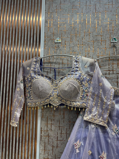 Blue crop top Lehenga