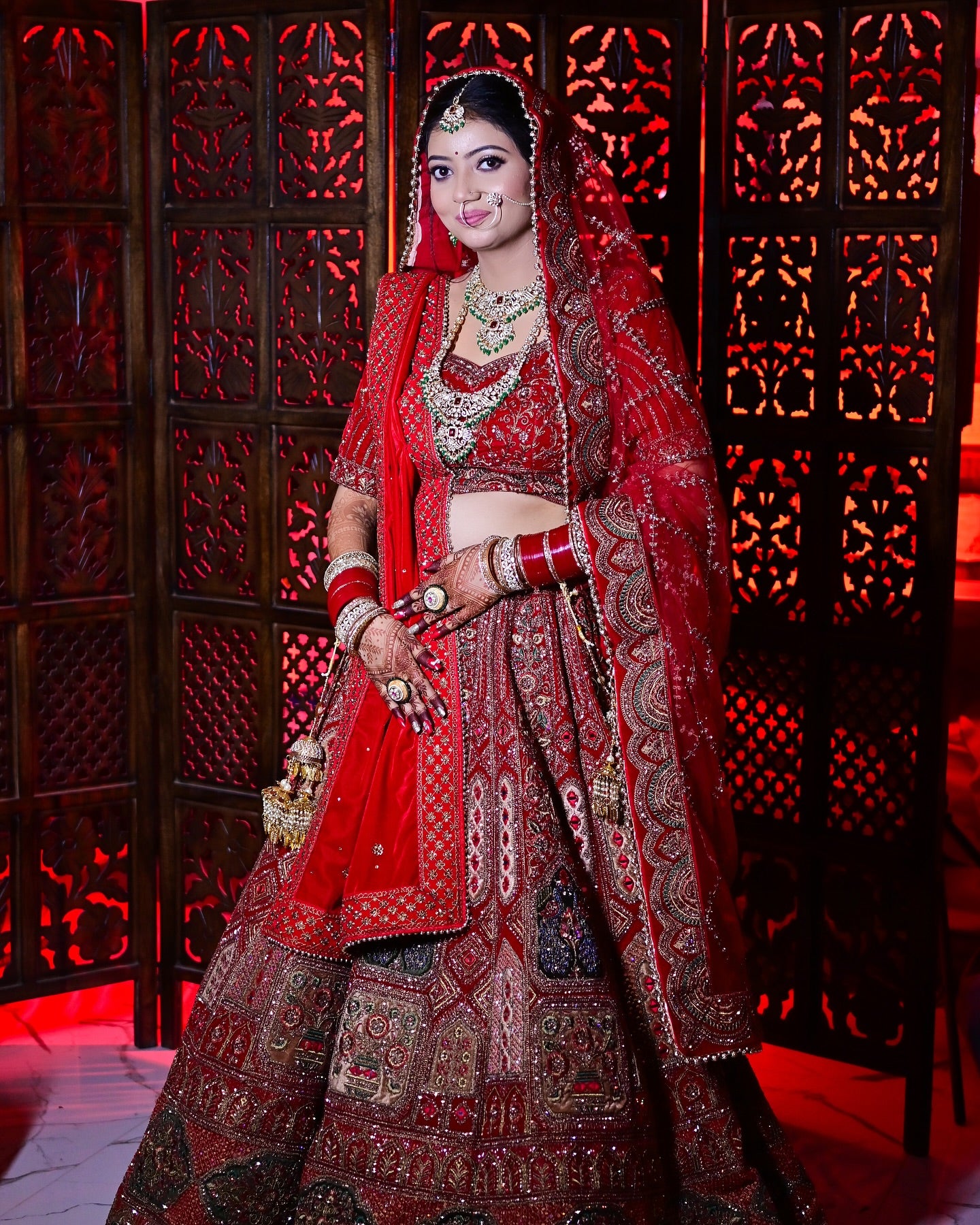 Royal maroon bridal Lehenga happy customer