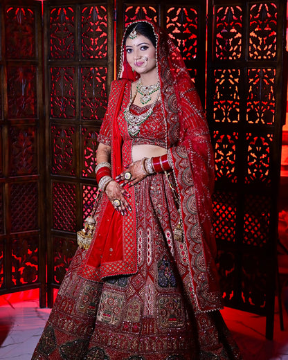 Royal maroon bridal Lehenga happy customer