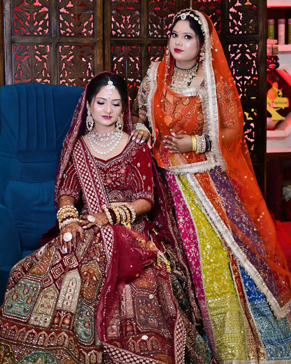 Royal maroon bridal Lehenga happy customer