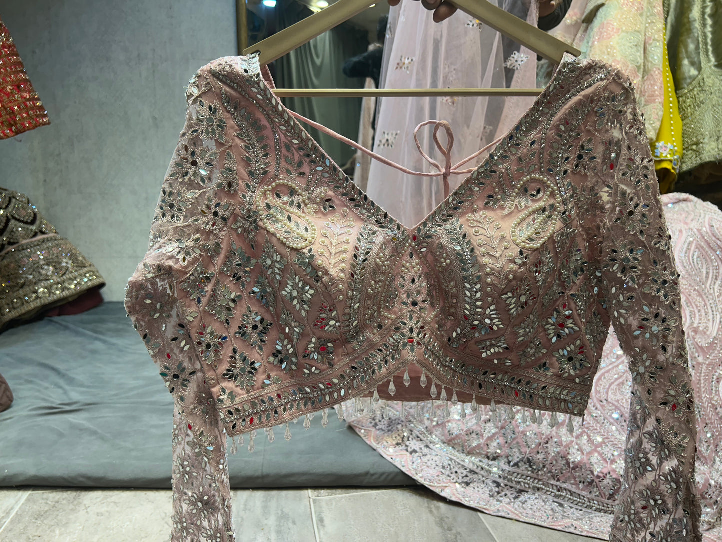 Fair pink crop top lehenga