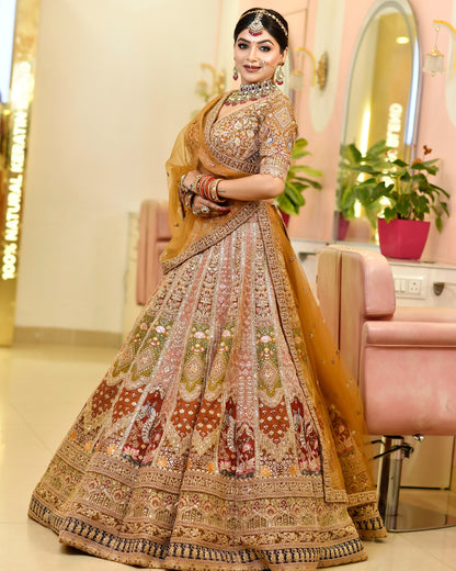 Amazing golden pink peacock Crop top Lehenga happy customer