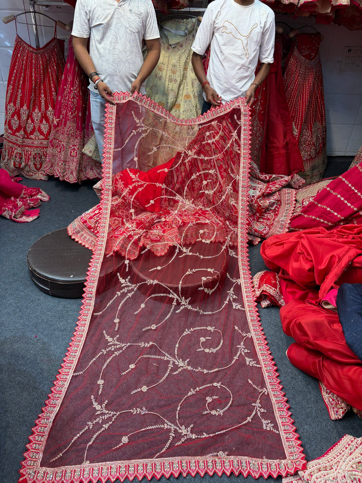 Rani Pink Peacock Designer Bridal Lehenga