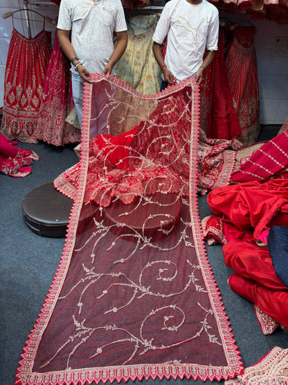 Rani Pink Peacock Designer Bridal Lehenga