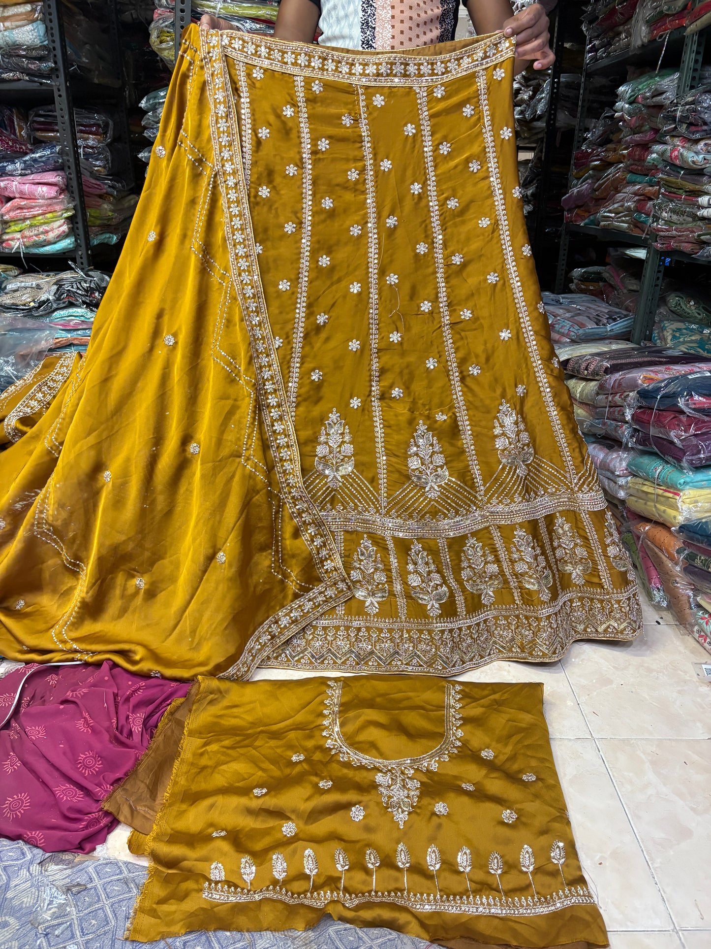 Glamorous yellow Haldi Mehendi Lehenga