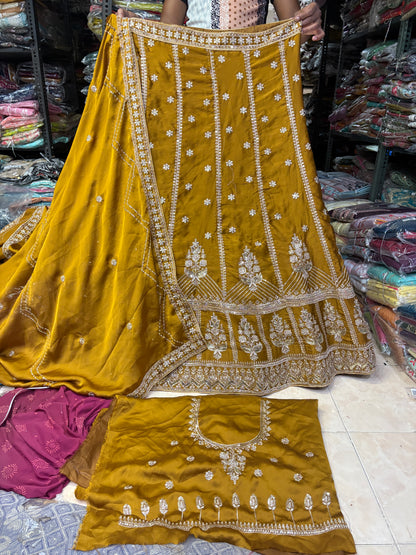 Glamorous yellow Haldi Mehendi Lehenga