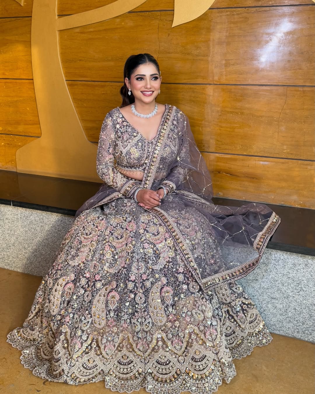Something different Light pink peacock crop top Lehenga Happy Customer