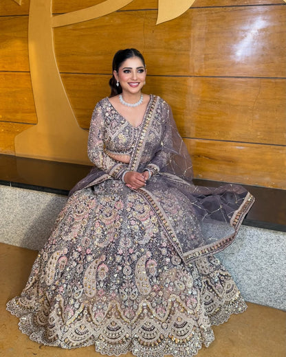 Something different Light pink peacock crop top Lehenga Happy Customer