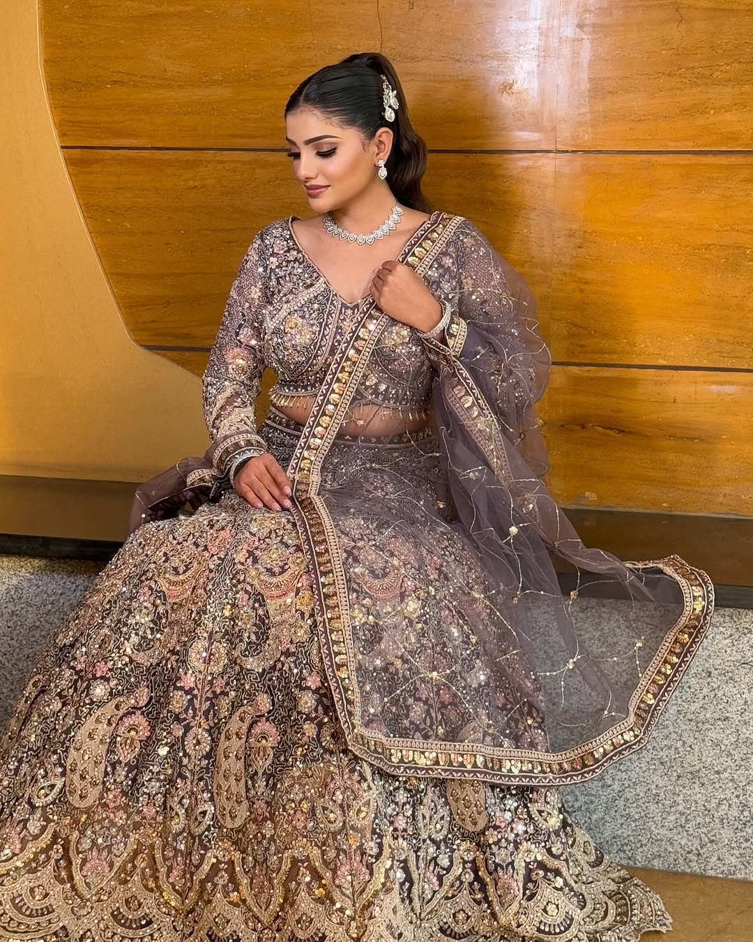 Something different Light pink peacock crop top Lehenga Happy Customer