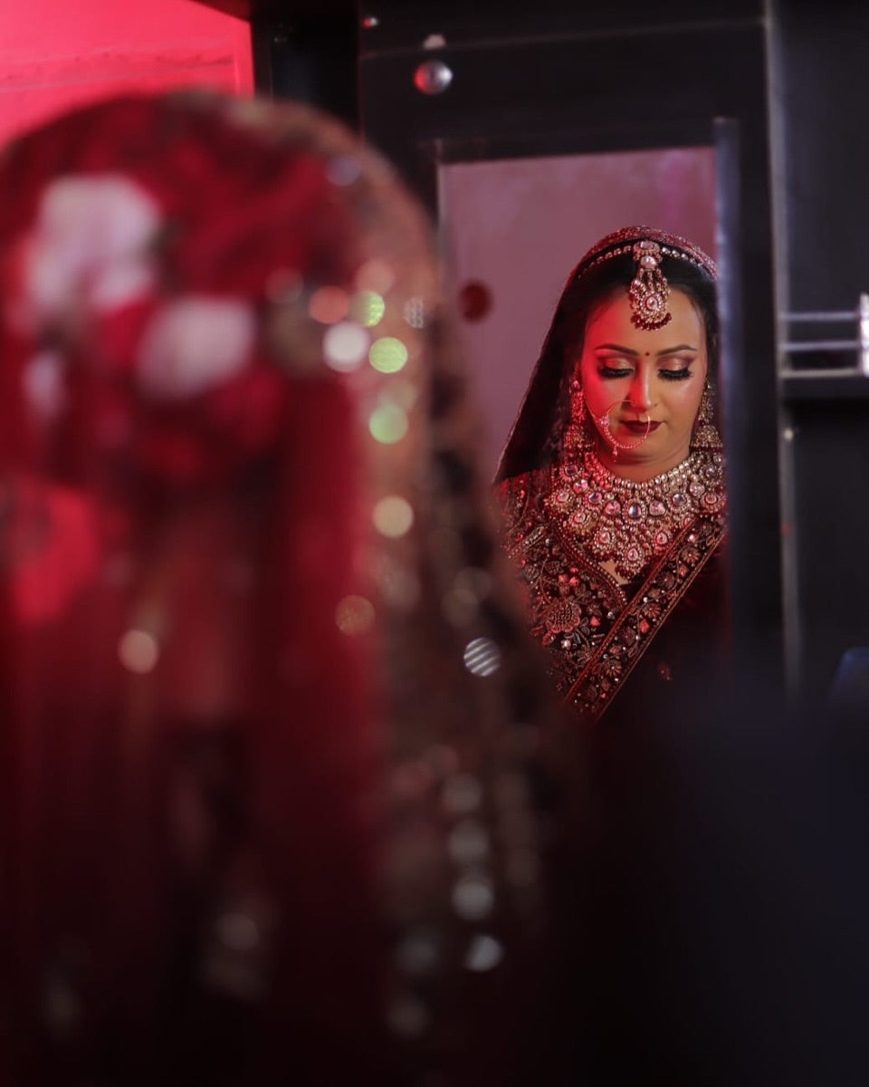 Pretty Dark maroon golden bridal lehenga ( happy customer)