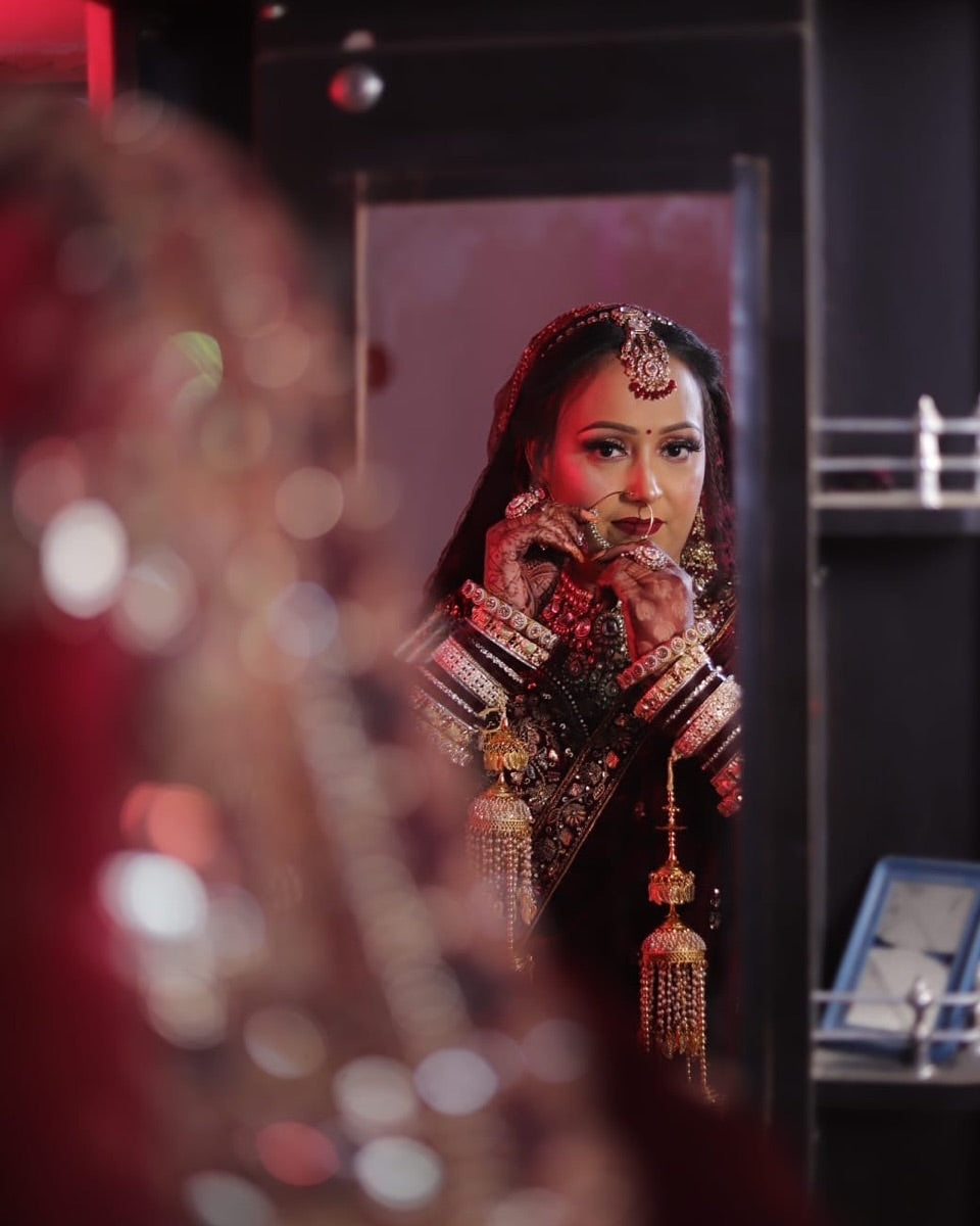 Pretty Dark maroon golden bridal lehenga ( happy customer)