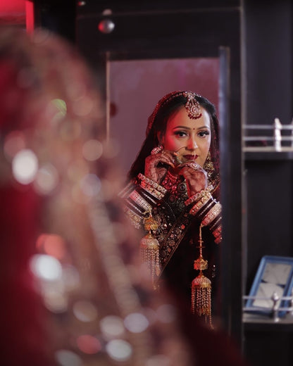 Pretty Dark maroon golden bridal lehenga ( happy customer)