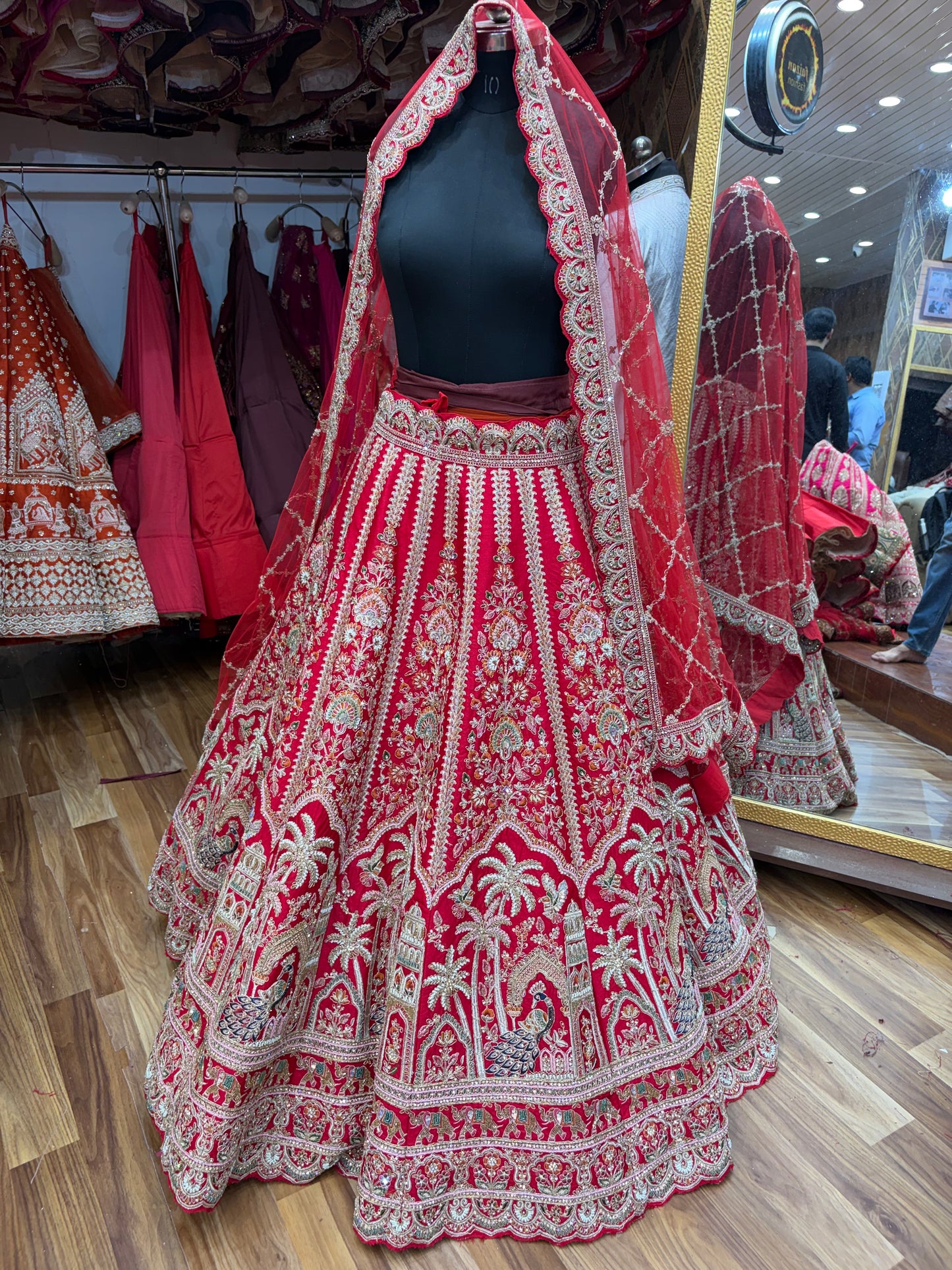 Rani pink peacock handwork Bridal Lehenga