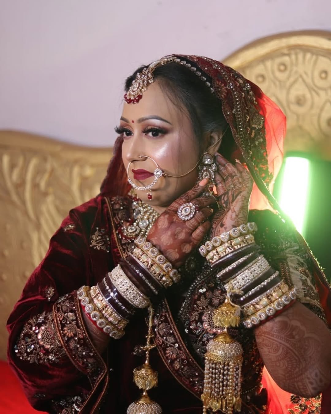 Pretty Dark maroon golden bridal lehenga ( happy customer)