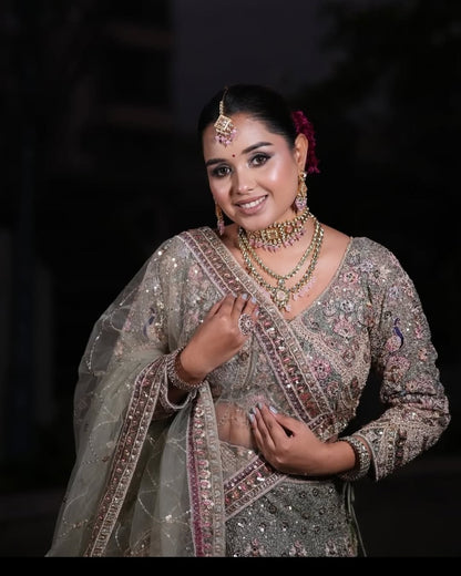 Something different Light pink peacock crop top Lehenga Happy Customer