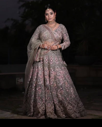 Something different Light pink peacock crop top Lehenga Happy Customer