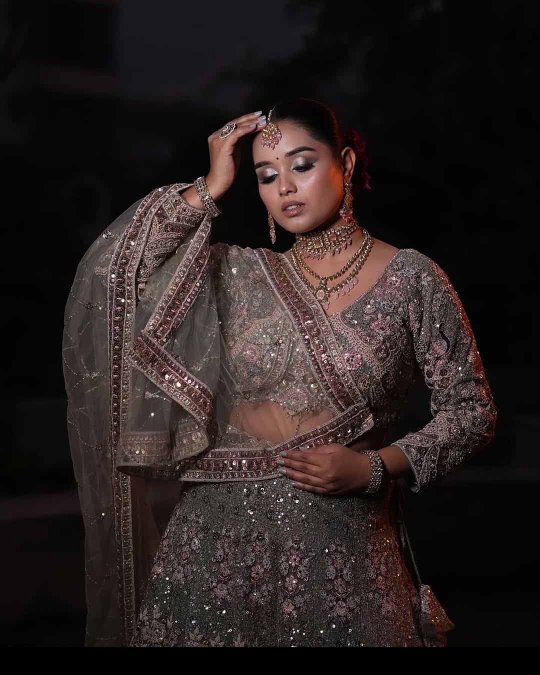 Something different Light pink peacock crop top Lehenga Happy Customer