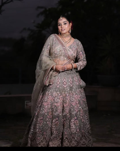 Something different Light pink peacock crop top Lehenga Happy Customer