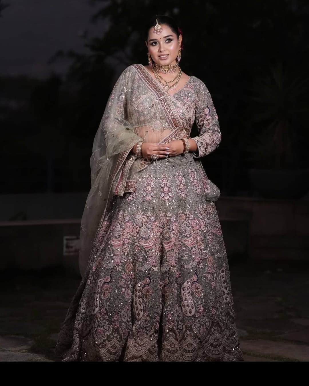 Something different Light pink peacock crop top Lehenga Happy Customer