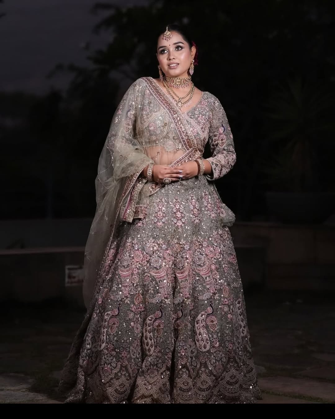 Something different Light pink peacock crop top Lehenga Happy Customer