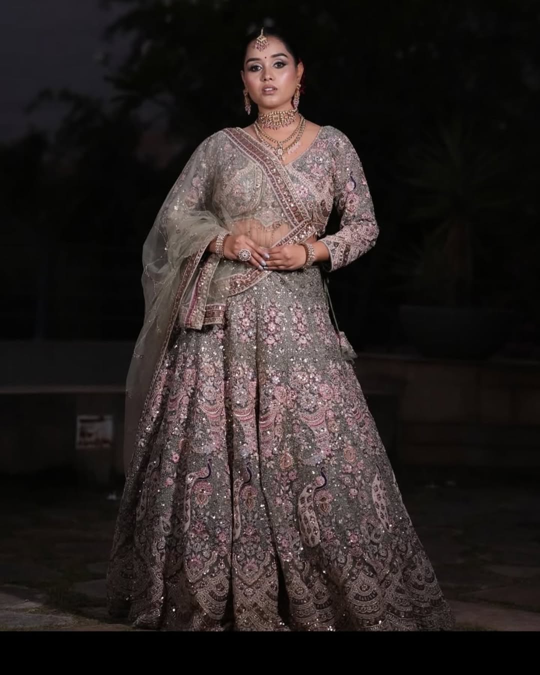 Attractive pista green peacock crop top Lehenga Happy Customer