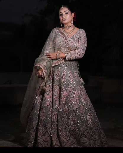 Something different Light pink peacock crop top Lehenga Happy Customer