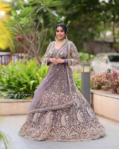 Something different Light pink peacock crop top Lehenga Happy Customer
