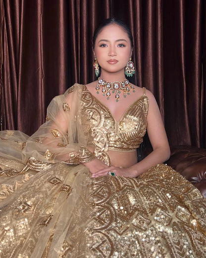 Eye catching Black On Black monotone Crop Top  lehenga