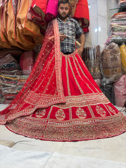 Pleasing handwork Sabyasachi silk red rani pink bridal Lehenga (Happy Customer )