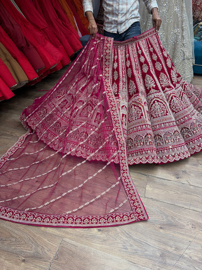 Red Ball Bridal Lehenga