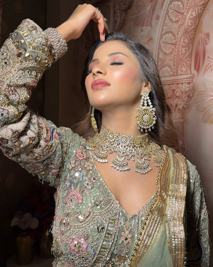 Something different Light pink peacock crop top Lehenga Happy Customer