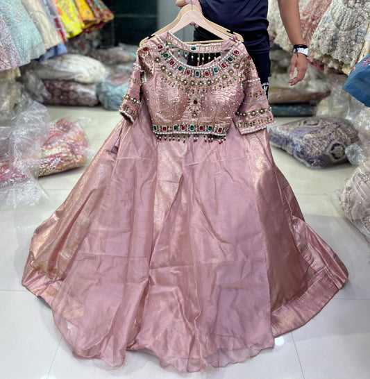Pink Crop top Lehenga