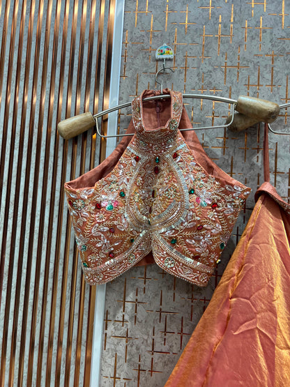 Jewellery Theme Orange Crop Top Lehenga