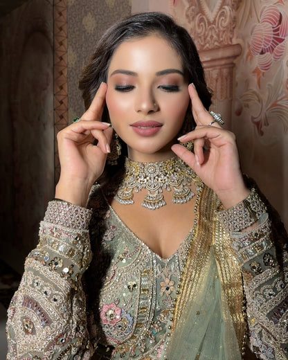 Something different Light pink peacock crop top Lehenga Happy Customer