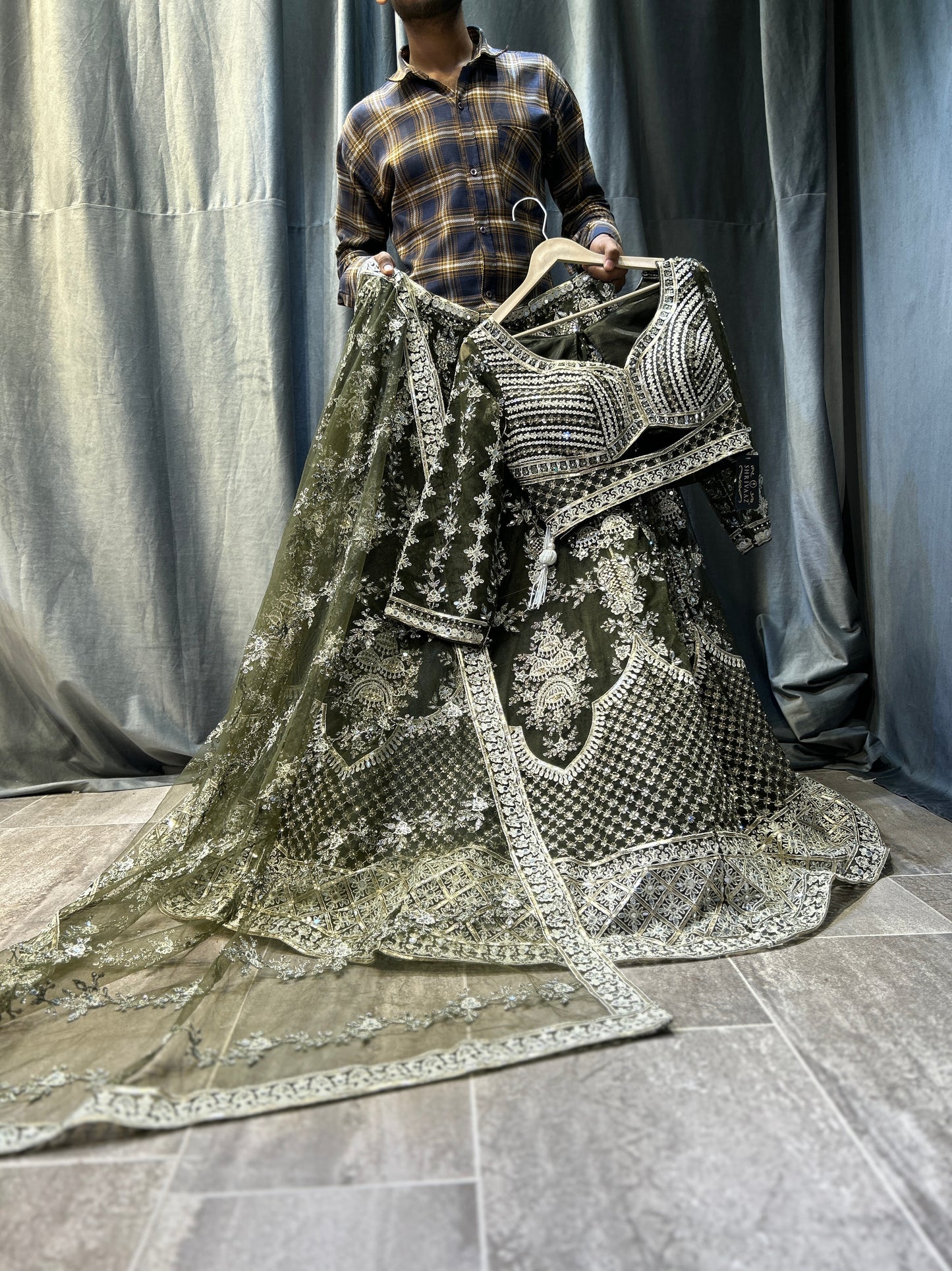 Fabulous green crop top lehenga